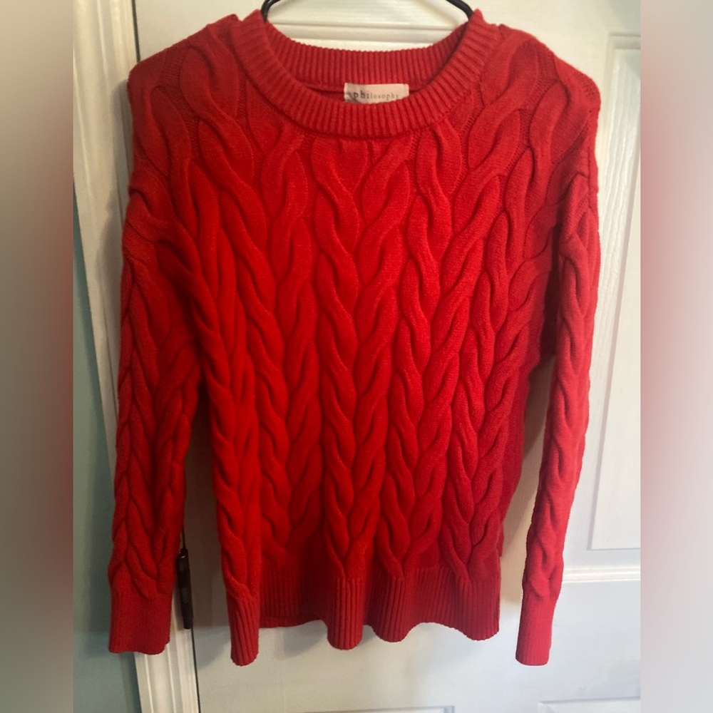 Philosophy Bright Red Cable Knit Sweater
